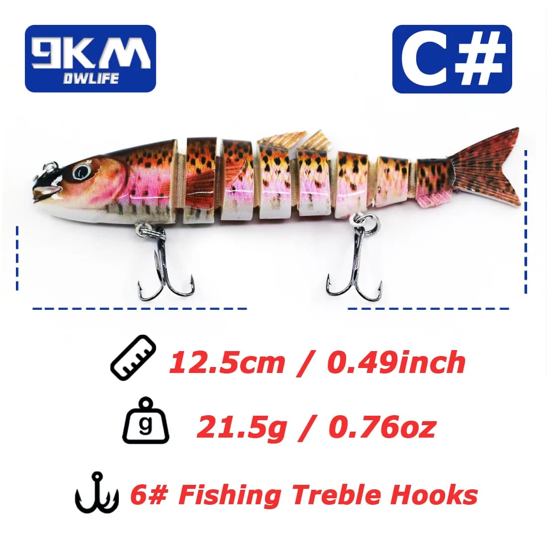 12,5cm kloubová segmentová swimbait nástraha