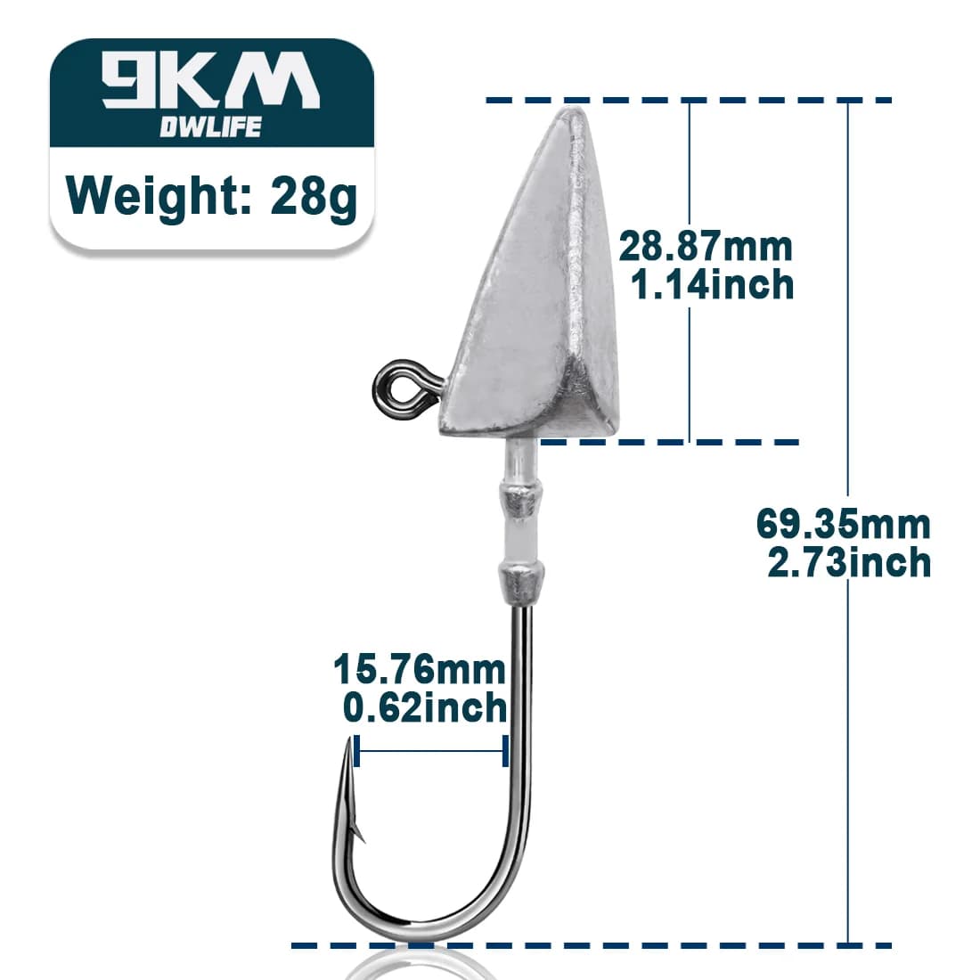 Trojúhelníková hlava jig s dlouhým háčkem, 7g-33g, 5 ks