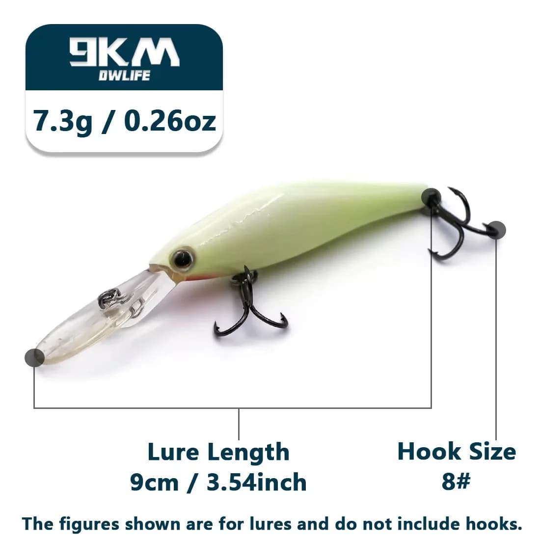 9cm 7,3g potápivý hardbait minnow s trojháčky