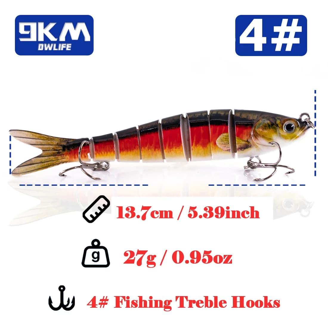 27g vícesegmentový pomalu klesající swimbait