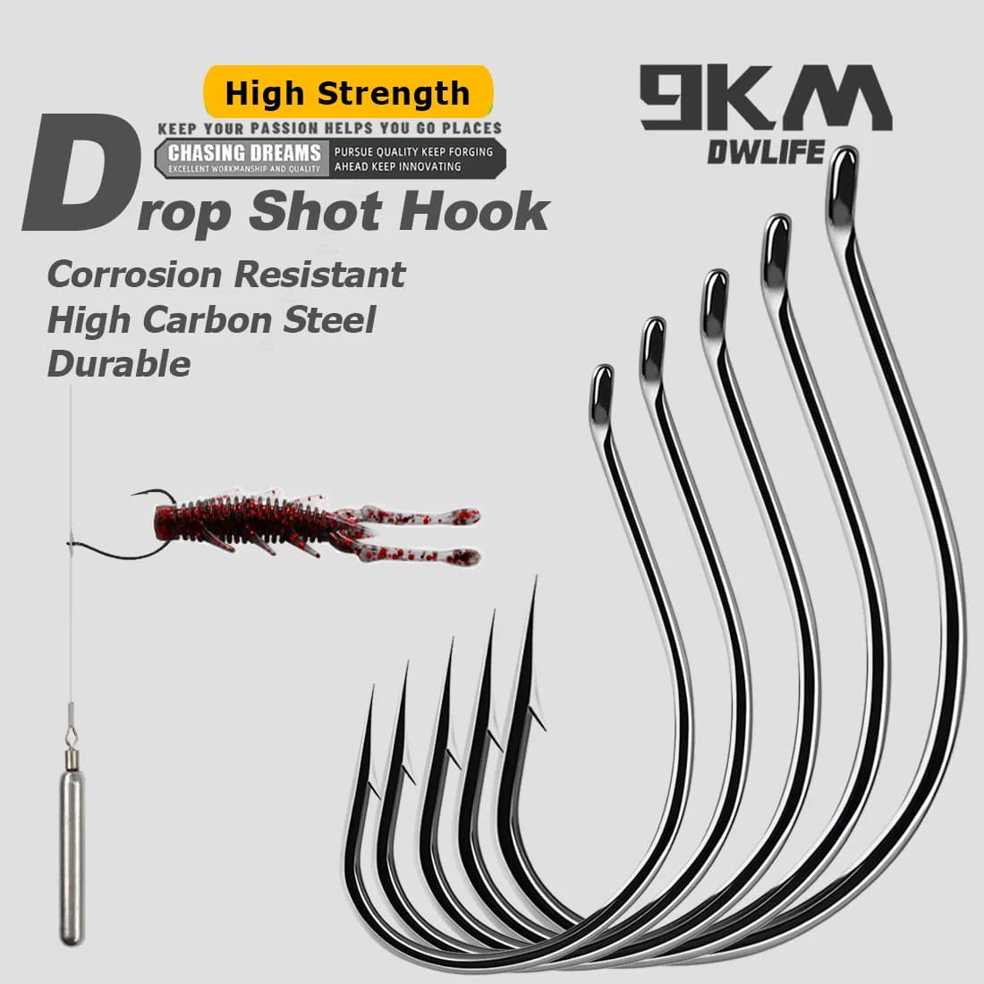 Černé niklované háčky pro drop shot a wacky