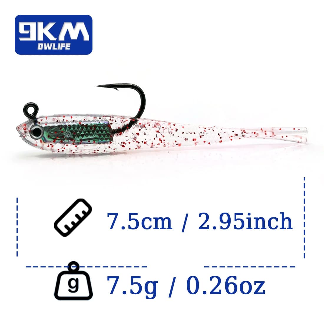 Měkké swimbait návnady s jigovou hlavičkou, balení 5 ks