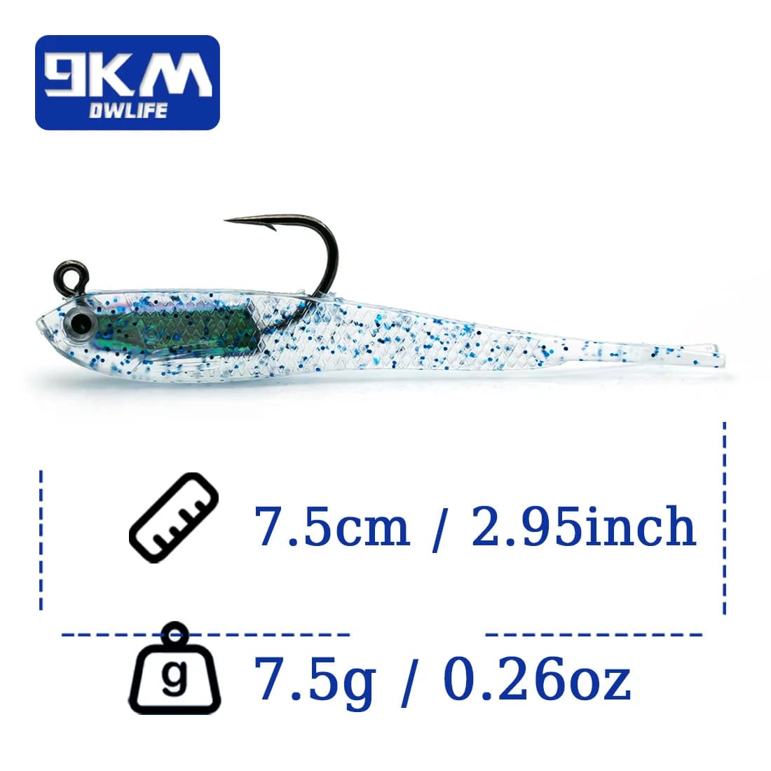 Měkké swimbait návnady s jigovou hlavičkou, balení 5 ks