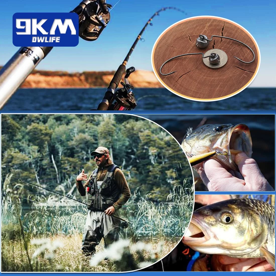 Háčky na wormy s širokým mezerou offset, 10-30 ks