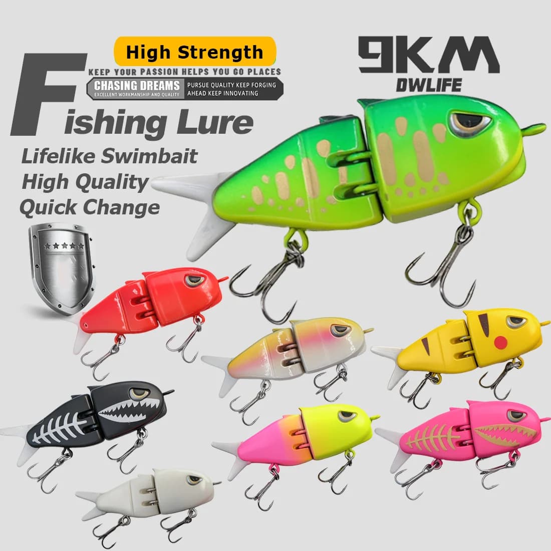 Mini VIB swimbait pomalu klesající návnada s 3D očima