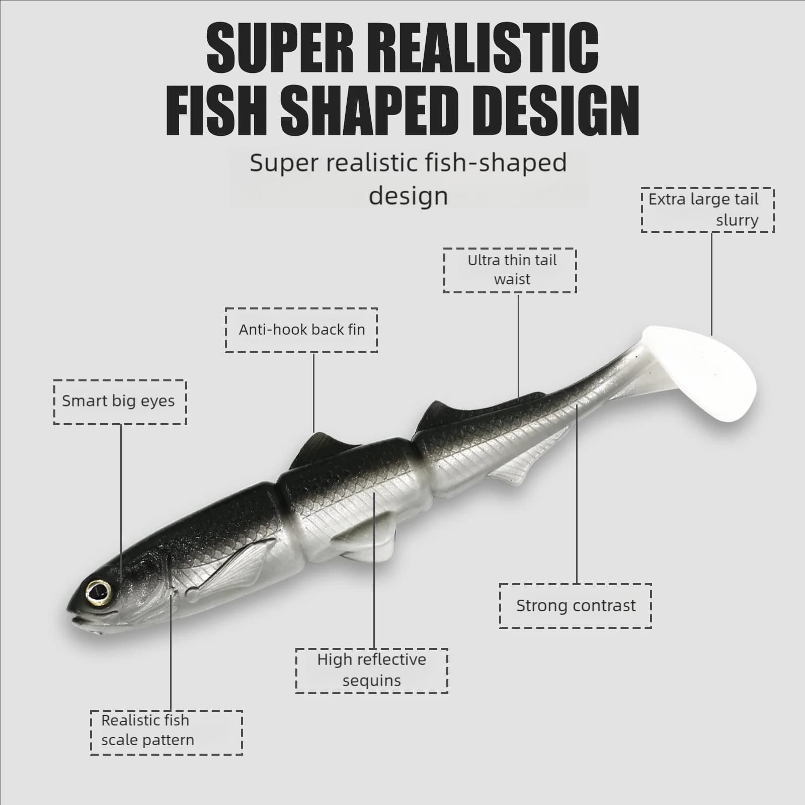 Mořské měkké plastové swimbaity pro pstruhy, 16–22 cm