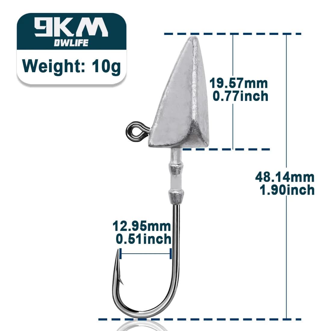 Trojúhelníková hlava jig s dlouhým háčkem, 7g-33g, 5 ks