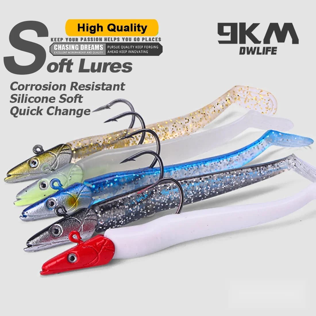 Měkká návnada swimbait s hlavou a háčkem, 1–5 ks, 12,5 cm